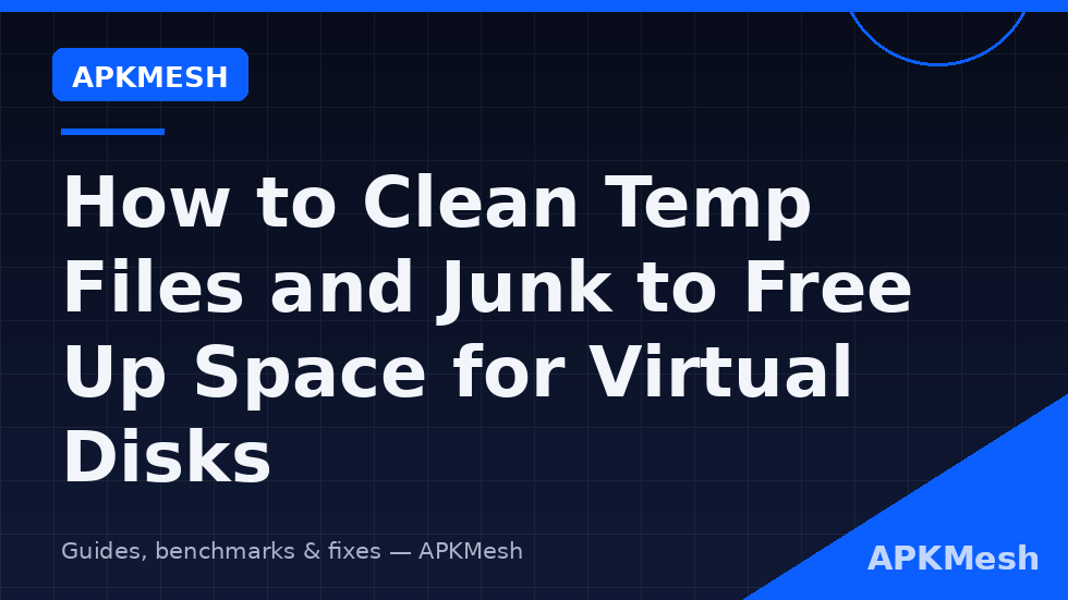 Windows Storage settings used to clean temp files and free virtual disk space on an emulator PC
