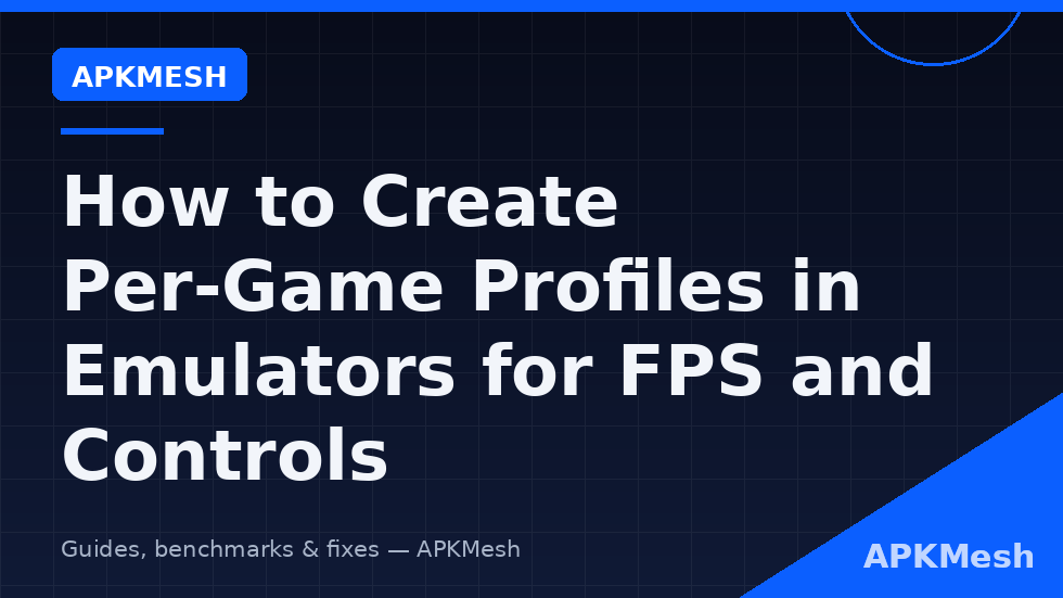 Per-game profile screens showing emulator per game profile settings with different resolution FPS and keymapping values per title