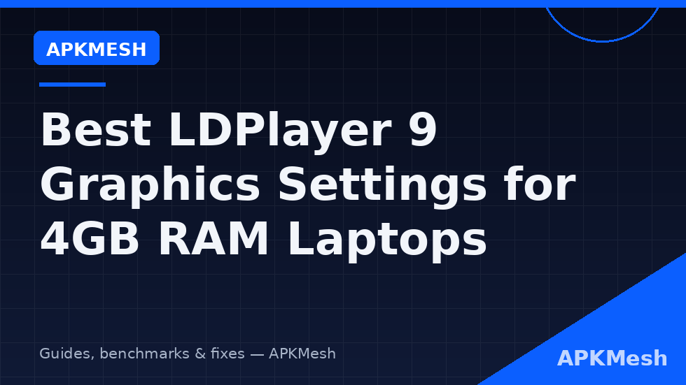 LDPlayer 9 settings screen configured for a 4GB RAM laptop with 2 CPU cores and 720p resolution for ldplayer 9 settings 4gb ram laptop guide