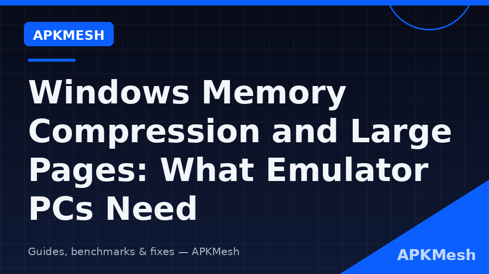 Task Manager view of windows memory compression emulator performance showing in-use and compressed figures